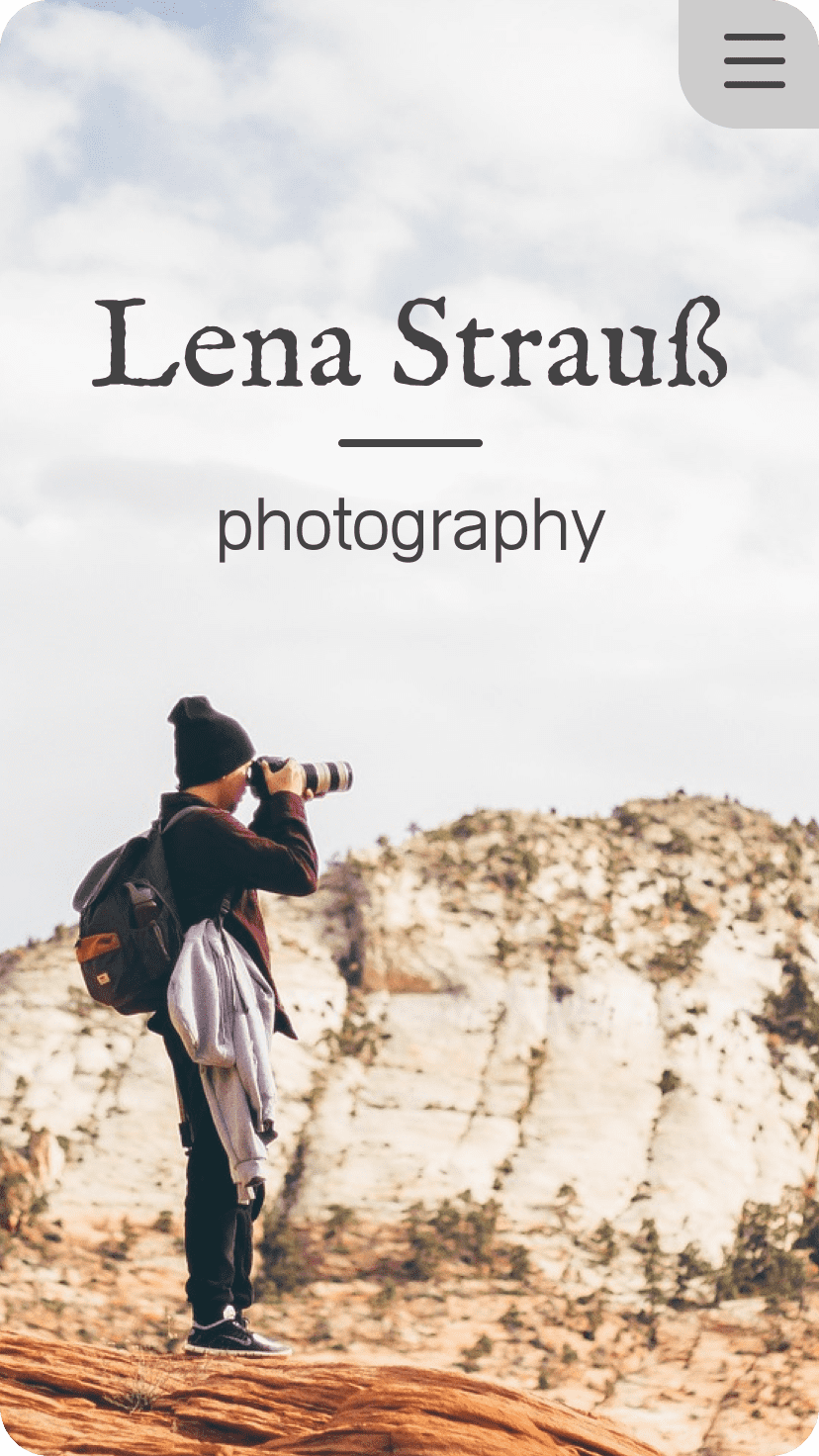 Vorschaubild der Startseite von LenaStrauß Photography im Smartphone Modus